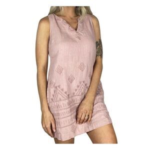 Artisan NY Coral Embroidered Linen Dress Size S